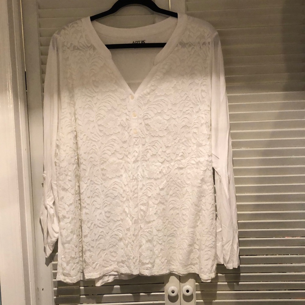 Apt 9 3X white v-neck tunic